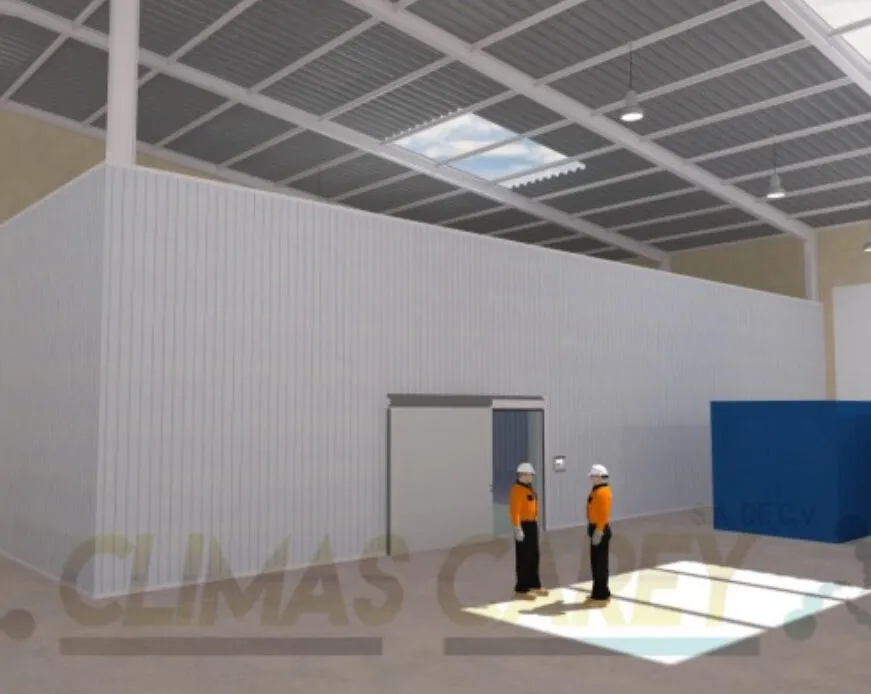 Cuarto frío industrial con paneles aislantes